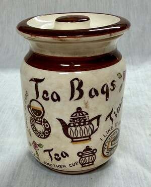 Vintage Tilso Japan Ceramic Tea Bag Storage Canister Jar